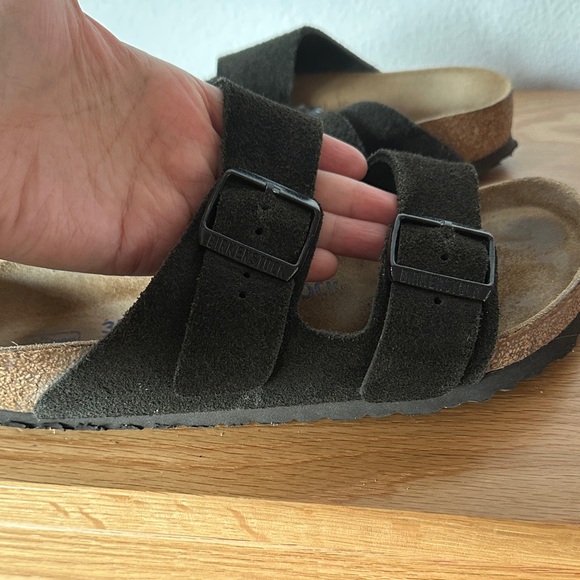 Birkenstock Size 37 Black Suede Arizona Double Strap Sandals - Picture 4 of 5